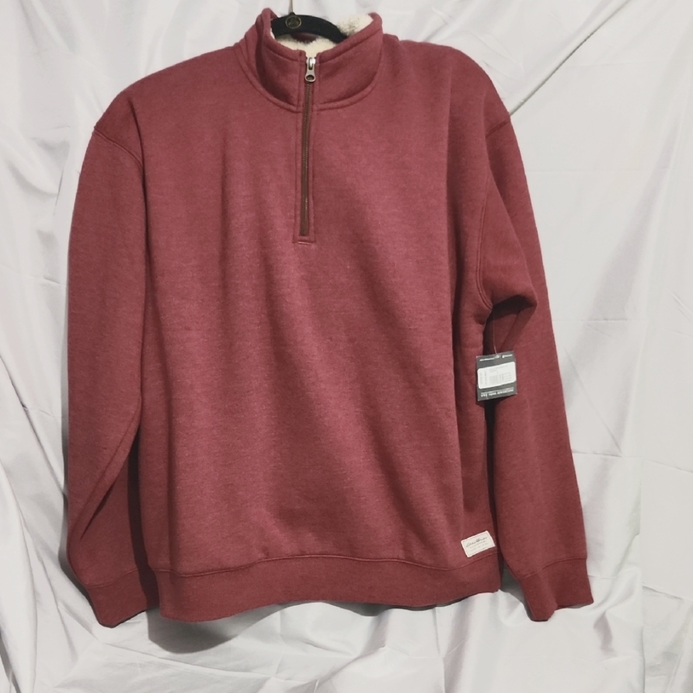 Eddie Bauer  Half Zip  Soft Knit Casual Sherpa Inside
